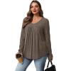 WIHOLL Chemises à manches longues pour femme avec col en V – Léger – Tunique décontractée – Vêtements tendance d&rsquo;automne 2025(E-kaki.)