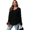 WIHOLL Chemises à manches longues pour femme avec col en V – Léger – Tunique décontractée – Vêtements tendance d&rsquo;automne 2025(Noir)