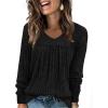 WIHOLL Chemises à manches longues pour femme avec col en V – Léger – Tunique décontractée – Vêtements tendance d&rsquo;automne 2025(Noir)
