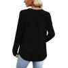 WIHOLL Chemises à manches longues pour femme avec col en V – Léger – Tunique décontractée – Vêtements tendance d&rsquo;automne 2025(Noir)