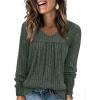 WIHOLL Chemises à manches longues pour femme avec col en V – Léger – Tunique décontractée – Vêtements tendance d&rsquo;automne 2025(Vert)