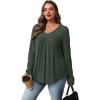 WIHOLL Chemises à manches longues pour femme avec col en V – Léger – Tunique décontractée – Vêtements tendance d&rsquo;automne 2025(Vert)