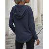 Zeagoo Pull Femme Hoodie Manches Longues Col en V Sweat à Capuche Haut Automne Sweatshirt avec Poches S-XXL(Bleu Marine)