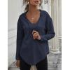 Zeagoo Pull Femme Hoodie Manches Longues Col en V Sweat à Capuche Haut Automne Sweatshirt avec Poches S-XXL(Bleu Marine)