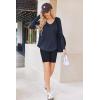 Zeagoo Pull Femme Hoodie Manches Longues Col en V Sweat à Capuche Haut Automne Sweatshirt avec Poches S-XXL(Bleu Marine)