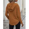 Zeagoo Pull Femme Hoodie Manches Longues Col en V Sweat à Capuche Haut Automne Sweatshirt avec Poches S-XXL(Marron)