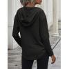 Zeagoo Pull Femme Hoodie Manches Longues Col en V Sweat à Capuche Haut Automne Sweatshirt avec Poches S-XXL(Noir)