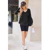 Zeagoo Pull Femme Hoodie Manches Longues Col en V Sweat à Capuche Haut Automne Sweatshirt avec Poches S-XXL(Noir)