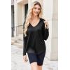 Zeagoo Pull Femme Hoodie Manches Longues Col en V Sweat à Capuche Haut Automne Sweatshirt avec Poches S-XXL(Noir)