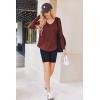 Zeagoo Pull Femme Hoodie Manches Longues Col en V Sweat à Capuche Haut Automne Sweatshirt avec Poches S-XXL(Rouge)