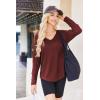 Zeagoo Pull Femme Hoodie Manches Longues Col en V Sweat à Capuche Haut Automne Sweatshirt avec Poches S-XXL(Rouge)