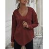 Zeagoo Pull Femme Hoodie Manches Longues Col en V Sweat à Capuche Haut Automne Sweatshirt avec Poches S-XXL(Rouge)