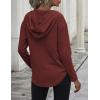 Zeagoo Pull Femme Hoodie Manches Longues Col en V Sweat à Capuche Haut Automne Sweatshirt avec Poches S-XXL(Rouge)
