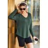 Zeagoo Pull Femme Hoodie Manches Longues Col en V Sweat à Capuche Haut Automne Sweatshirt avec Poches S-XXL(Vert)