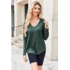 Zeagoo Pull Femme Hoodie Manches Longues Col en V Sweat à Capuche Haut Automne Sweatshirt avec Poches S-XXL(Vert)