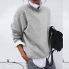 2 en 1 Pull Femme Hiver- Sweat Oversize Femme Manche Longue-Sweatshirts Femme Col Rond Couleur Unie Chandails Décontractée Loose Sweater Pullover Blouse Vintage Grande Taille Tricot Mode Chaud Pulls(Gris)