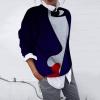 2 en 1 Pull Femme Hiver- Sweat Oversize Femme Manche Longue-Sweatshirts Femme Col Rond Couleur Unie Chandails Décontractée Loose Sweater Pullover Blouse Vintage Grande Taille Tricot Mode Chaud Pulls(Z12-bleu)