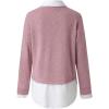 2 en 1 Pull Femme Hiver- Sweat Oversize Femme Manche Longue-Sweatshirts Femme Col Rond Couleur Unie Chandails Décontractée Loose Sweater Pullover Blouse Vintage Grande Taille Tricot Mode Chaud Pulls(Rose)