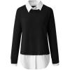 2 en 1 Pull Femme Hiver- Sweat Oversize Femme Manche Longue-Sweatshirts Femme Col Rond Couleur Unie Chandails Décontractée Loose Sweater Pullover Blouse Vintage Grande Taille Tricot Mode Chaud Pulls(Noir)