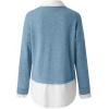 2 en 1 Pull Femme Hiver- Sweat Oversize Femme Manche Longue-Sweatshirts Femme Col Rond Couleur Unie Chandails Décontractée Loose Sweater Pullover Blouse Vintage Grande Taille Tricot Mode Chaud Pulls(Bleu)