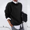 2 en 1 Pull Femme Hiver- Sweat Oversize Femme Manche Longue-Sweatshirts Femme Col Rond Couleur Unie Chandails Décontractée Loose Sweater Pullover Blouse Vintage Grande Taille Tricot Mode Chaud Pulls(Noir)
