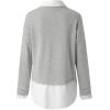 2 en 1 Pull Femme Hiver- Sweat Oversize Femme Manche Longue-Sweatshirts Femme Col Rond Couleur Unie Chandails Décontractée Loose Sweater Pullover Blouse Vintage Grande Taille Tricot Mode Chaud Pulls(Gris)