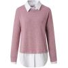 2 en 1 Pull Femme Hiver- Sweat Oversize Femme Manche Longue-Sweatshirts Femme Col Rond Couleur Unie Chandails Décontractée Loose Sweater Pullover Blouse Vintage Grande Taille Tricot Mode Chaud Pulls(Rose)