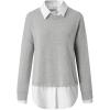 2 en 1 Pull Femme Hiver- Sweat Oversize Femme Manche Longue-Sweatshirts Femme Col Rond Couleur Unie Chandails Décontractée Loose Sweater Pullover Blouse Vintage Grande Taille Tricot Mode Chaud Pulls(Gris)