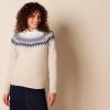 Amazon Essentials Pull à col roulé à Motif Fair Isle Doux au Toucher Femme(Bleu Taupe Chiné Blanc Motif Jacquard Écossais)