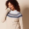 Amazon Essentials Pull à col roulé à Motif Fair Isle Doux au Toucher Femme(Bleu Taupe Chiné Blanc Motif Jacquard Écossais)