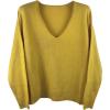 Generisch 2025 Pull à col en V pour femme, doux, chaud, confortable, manches longues, léger, sweat-shirt décontracté, tendance, couleur unie, grandes tailles(Jaune)