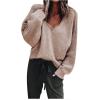 Generisch 2025 Pull à col en V pour femme, doux, chaud, confortable, manches longues, léger, sweat-shirt décontracté, tendance, couleur unie, grandes tailles(Rose)