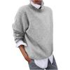 2 en 1 Pull Femme Hiver- Sweat Oversize Femme Manche Longue-Sweatshirts Femme Col Rond Couleur Unie Chandails Décontractée Loose Sweater Pullover Blouse Vintage Grande Taille Tricot Mode Chaud Pulls(Gris)