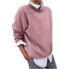 2 en 1 Pull Femme Hiver- Sweat Oversize Femme Manche Longue-Sweatshirts Femme Col Rond Couleur Unie Chandails Décontractée Loose Sweater Pullover Blouse Vintage Grande Taille Tricot Mode Chaud Pulls(Rose)