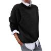 2 en 1 Pull Femme Hiver- Sweat Oversize Femme Manche Longue-Sweatshirts Femme Col Rond Couleur Unie Chandails Décontractée Loose Sweater Pullover Blouse Vintage Grande Taille Tricot Mode Chaud Pulls(Noir)