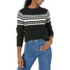 Amazon Essentials Pull à col roulé à Motif Fair Isle Doux au Toucher Femme(Noir Motif Jacquard Écossais)