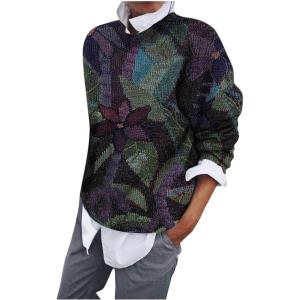 2 en 1 Pull Femme Hiver- Sweat Oversize Femme Manche Longue-Sweatshirts Femme Col Rond Couleur Unie Chandails Décontractée Loose Sweater Pullover Blouse Vintage Grande Taille Tricot Mode Chaud Pulls(Z18-violet)