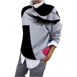 2 en 1 Pull Femme Hiver- Sweat Oversize Femme Manche Longue-Sweatshirts Femme Col Rond Couleur Unie Chandails Décontractée Loose Sweater Pullover Blouse Vintage Grande Taille Tricot Mode Chaud Pulls(Z16-gris)