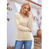 Hotouch Pull Femme Hiver Automne Col en V Manches Longues Pull-Over Tricoté Élégant Doux Haut Décontracté Uni S-XXL(Beige)