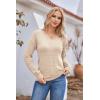 Hotouch Pull Femme Hiver Automne Col en V Manches Longues Pull-Over Tricoté Élégant Doux Haut Décontracté Uni S-XXL(Beige)