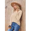 Hotouch Pull Femme Hiver Automne Col en V Manches Longues Pull-Over Tricoté Élégant Doux Haut Décontracté Uni S-XXL(Beige)