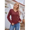 Hotouch Pull Femme Hiver Automne Col en V Manches Longues Pull-Over Tricoté Élégant Doux Haut Décontracté Uni S-XXL(Bordeaux)