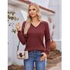 Hotouch Pull Femme Hiver Automne Col en V Manches Longues Pull-Over Tricoté Élégant Doux Haut Décontracté Uni S-XXL(Bordeaux)