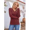Hotouch Pull Femme Hiver Automne Col en V Manches Longues Pull-Over Tricoté Élégant Doux Haut Décontracté Uni S-XXL(Bordeaux)
