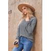 Hotouch Pull Femme Hiver Automne Col en V Manches Longues Pull-Over Tricoté Élégant Doux Haut Décontracté Uni S-XXL(Gris)