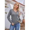Hotouch Pull Femme Hiver Automne Col en V Manches Longues Pull-Over Tricoté Élégant Doux Haut Décontracté Uni S-XXL(Gris)