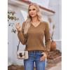 Hotouch Pull Femme Hiver Automne Col en V Manches Longues Pull-Over Tricoté Élégant Doux Haut Décontracté Uni S-XXL(Marron)