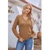 Hotouch Pull Femme Hiver Automne Col en V Manches Longues Pull-Over Tricoté Élégant Doux Haut Décontracté Uni S-XXL(Marron)