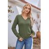 Hotouch Pull Femme Hiver Automne Col en V Manches Longues Pull-Over Tricoté Élégant Doux Haut Décontracté Uni S-XXL(Vert Armée)