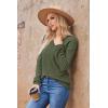 Hotouch Pull Femme Hiver Automne Col en V Manches Longues Pull-Over Tricoté Élégant Doux Haut Décontracté Uni S-XXL(Vert Armée)